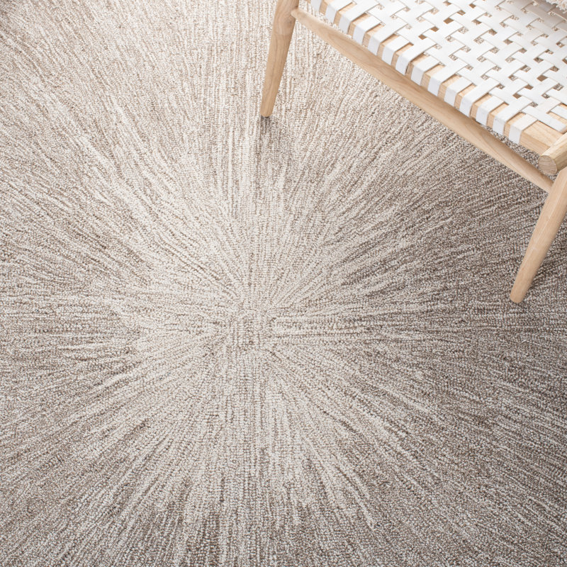 Taupe Hand-Tufted Wool Rectangular 9' x 12' Area Rug