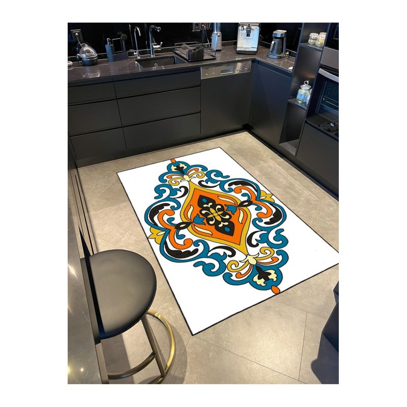 Creative Pastel Patterned Woven Base and Machine Washable Rug, Rectangle 3'11" x 5'11" Rug Pad Included