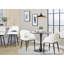 Tabouret de bar à hauteur fixe en métal noir et similicuir blanc avec repose-pieds carré - ensemble de 2-865162434-865162435