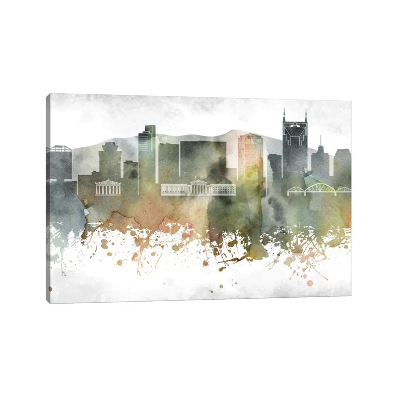Nashville Skyline by WallDecorAddict - Wrapped Canvas Print, 20.32cm H x 30.48cm Wx 1.905cm D