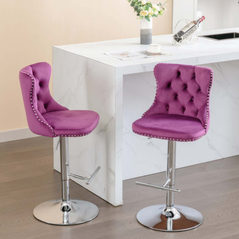 Tabouret de bar rotatif Jillayne, Argent, Mauve clair