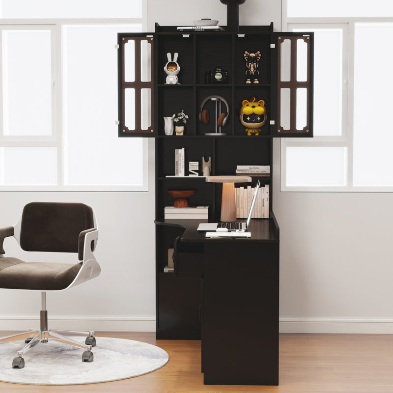 Bureau d'ordinateur en L, Noir