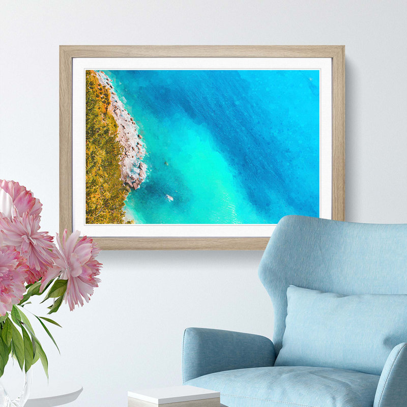 Coast of Cinque Terre in Italy - Picture Frame Graphic Art Print, 48cm H x 65cm W x 2cm D, Oak Framed