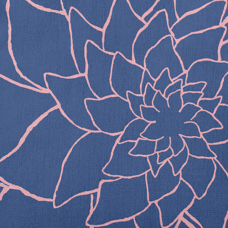 Coussin lombaire à motif floral, Bleu royal / rose