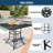 Mykailah  Outdoor Square Dining Table with Mesh Design Garden Furniture Steel