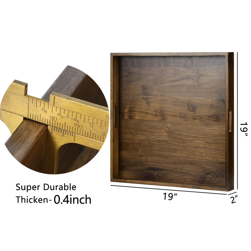 Glantz Square Solid Wood Serving Tray, 2" H x 19" W x 19" D