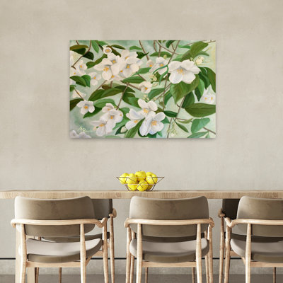 White Jasmine Blooms by Angeles M. Pomata - Wrapped Canvas Print