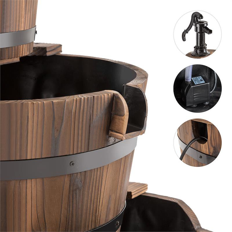 Outdoor Wood Metal Floor Fountain