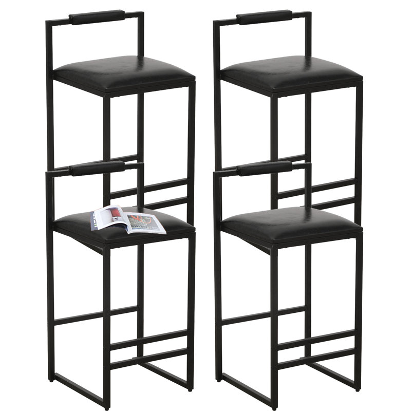 Counter Barstools Low Back Metal Island Stools (Set of 4), Black