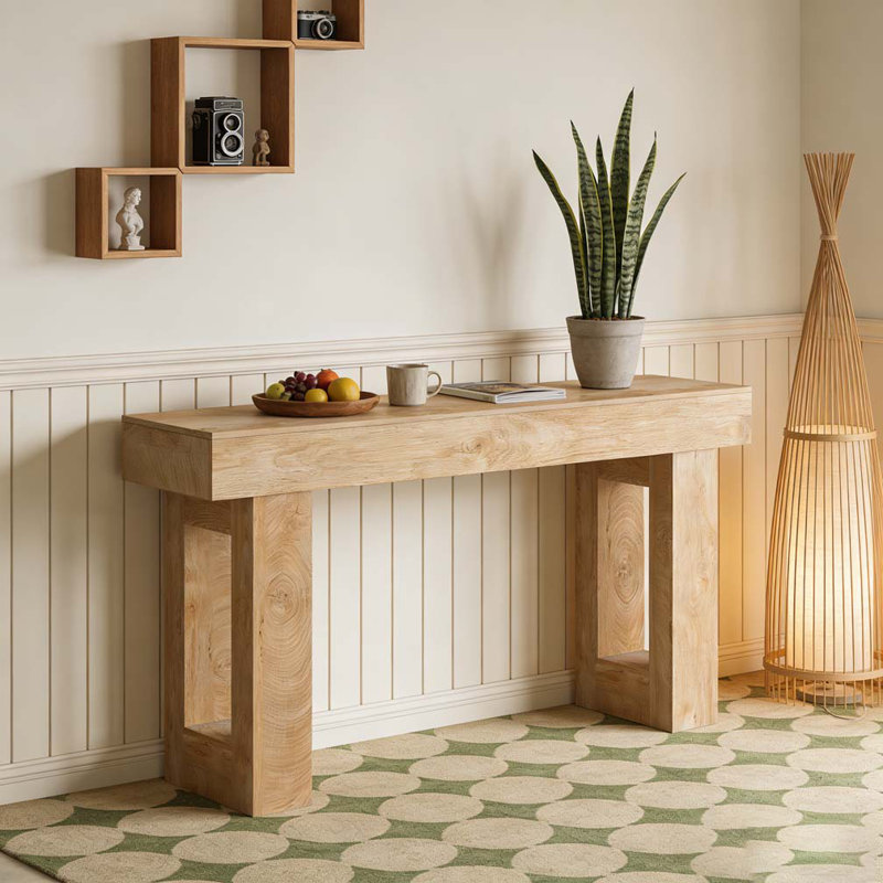 Wooden Sofa Console Table For Entryway, Natural