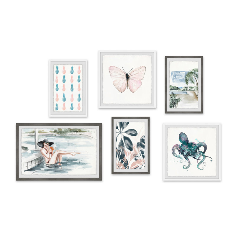 Aizah «Tonal Blues and Pinks» Hexaptych