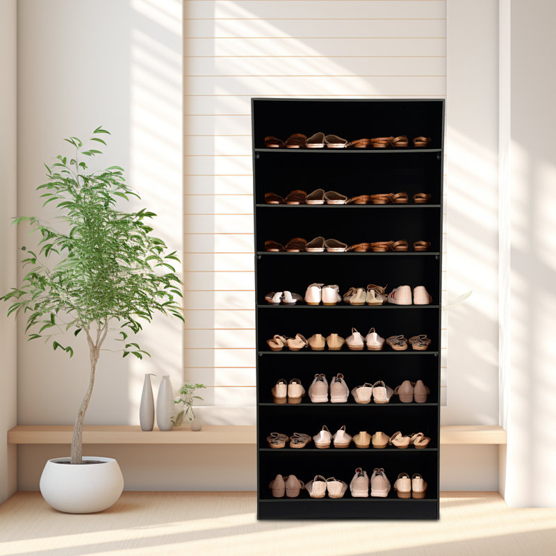 8-Tier Freestanding 32 Pairs Shoes Shelf Organizer Cabinet, Black