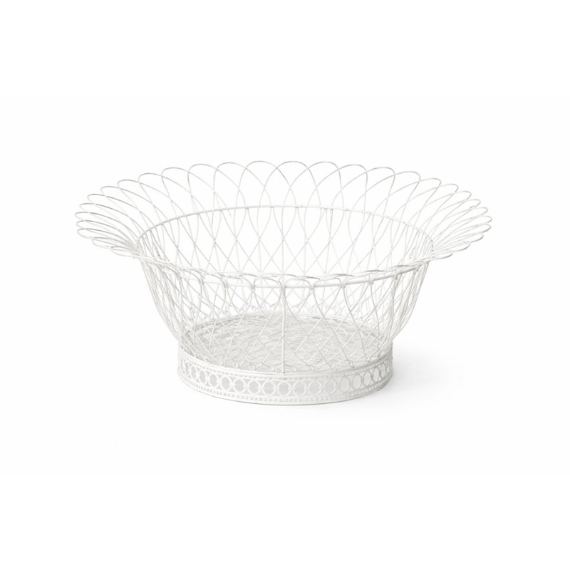 Round Flared White French Wire Basket
