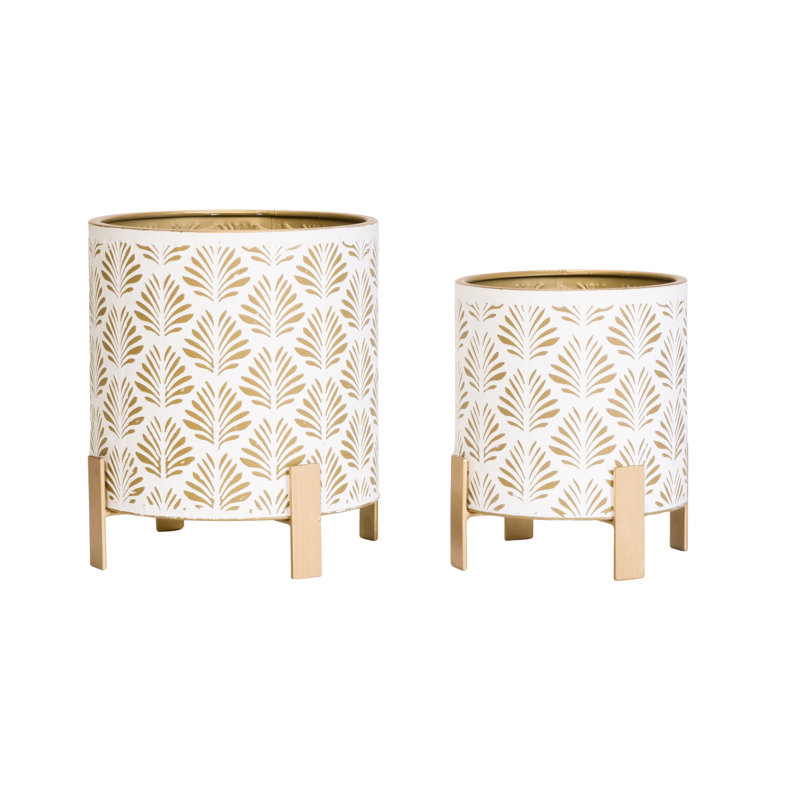 Iovanca Glam Indoor Metal Pot Planter 4-Leg Metal Base - Set