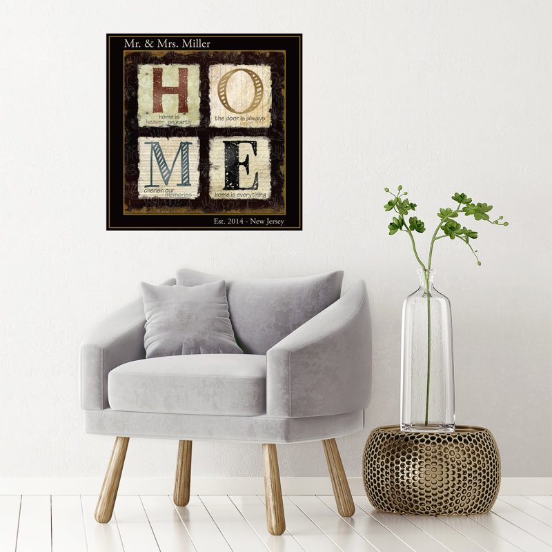 Décalcomanie murale personnalisée home home, H 20 po x l 20 po, Oui