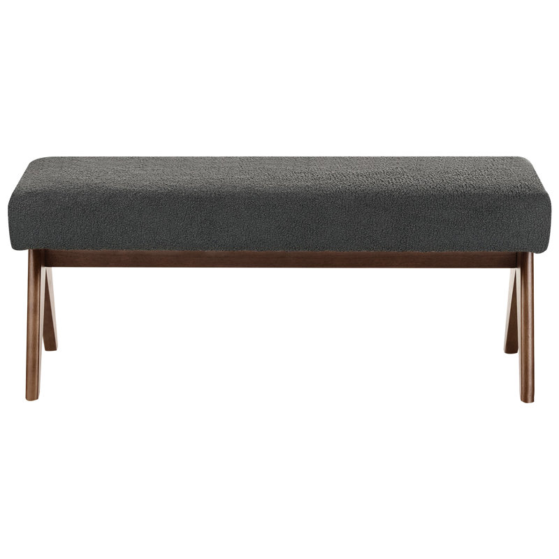 Bench Drumheller Boucle, Dark Brown Wood, Black