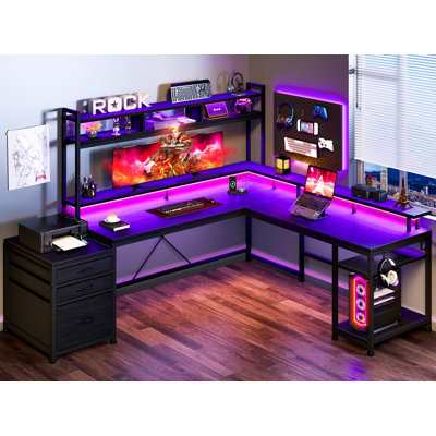 Mobean L-Shaped Computer Desk with Power Outlet