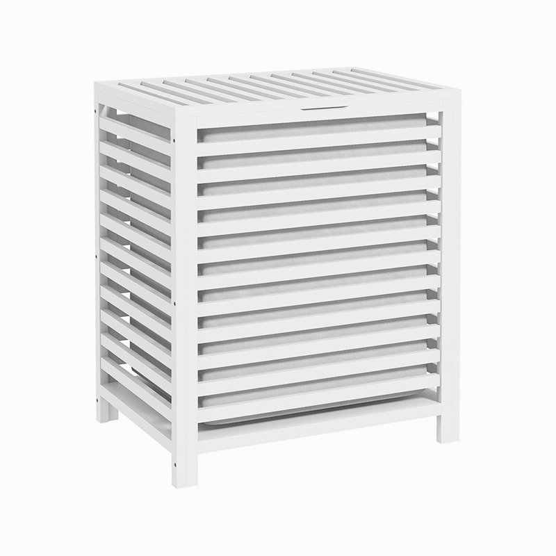 Panier à linge en bambou avec couvercle, Blanc