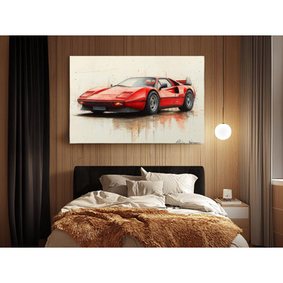 Reproduction d'art emblématique de la toile rouge GTO emblématique sur toile - voiture de sport classique pour espaces luxueux