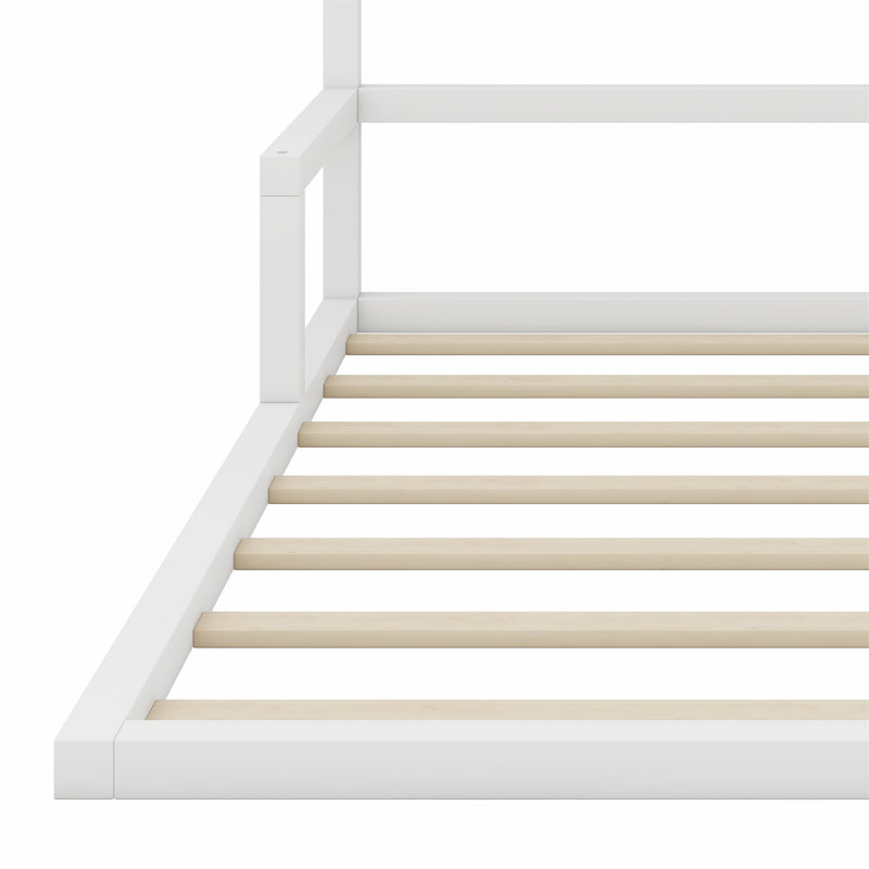 Floor Bed With House-Shaped Headboard, White