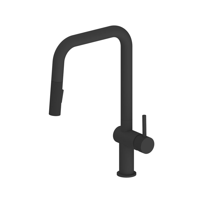 Robinet de cuisine noir MAURizio-BK avec bec rétractable magnétique, Noir mat