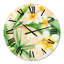 Feuillage tropical et fleurs jaunes - horloge murale traditionnelle-60280259