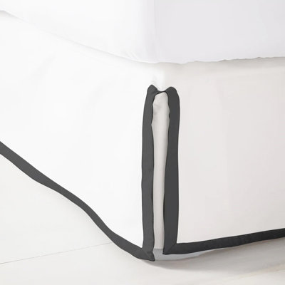 400TC Sateen Solid Cotton Border Frame Tailored Bed Skirt 15" Drop Length
