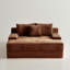 Méridienne surdimensionnée en flanelle 65,35 po pour salon avec 2 coussins de dossier et 1 coussin décoratif, rembourrage en mousse pure, sans assemblage requis, brun-117969490