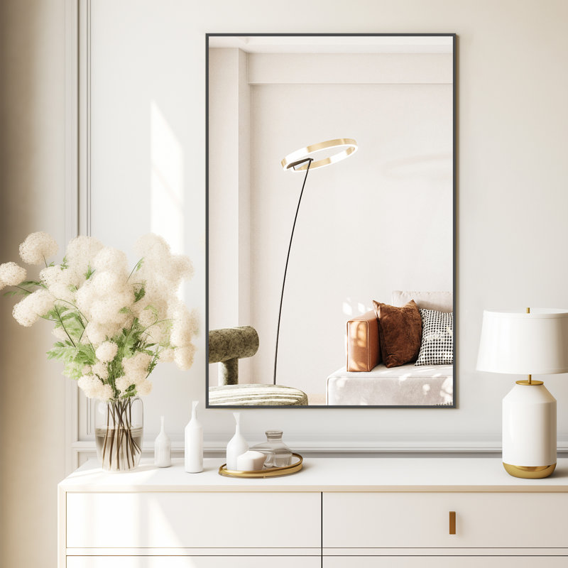 Sieana Rectangular Aluminum Accent Mirror, Black, 36" x 24"