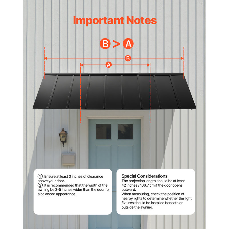 Auvent pour fenêtre, H 24,02 po x l 103,94 po x P 35,83 po