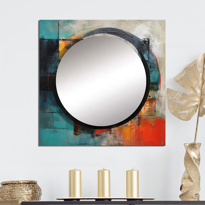 Jacqueling - Grand miroir mural carré géométrique moderne pour chambre à coucher, 23 po x 23 po