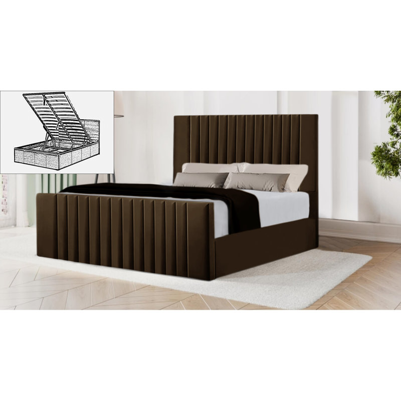 Bastri Storage Bed, Double (135 x 190 cm), Brown