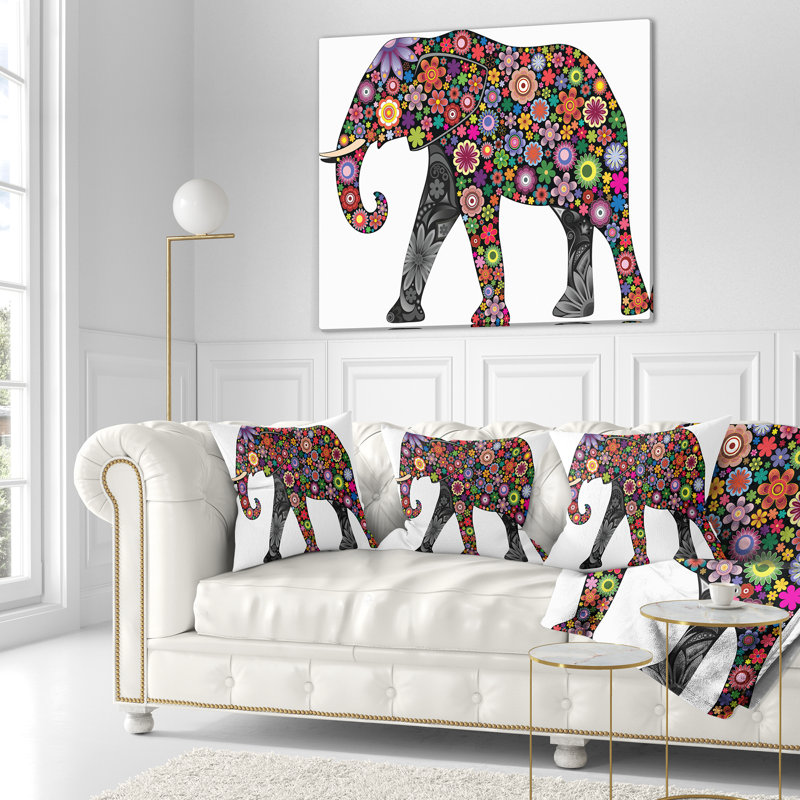 Coussin Cheerful Elephant, Carré, 16 po x 16 po