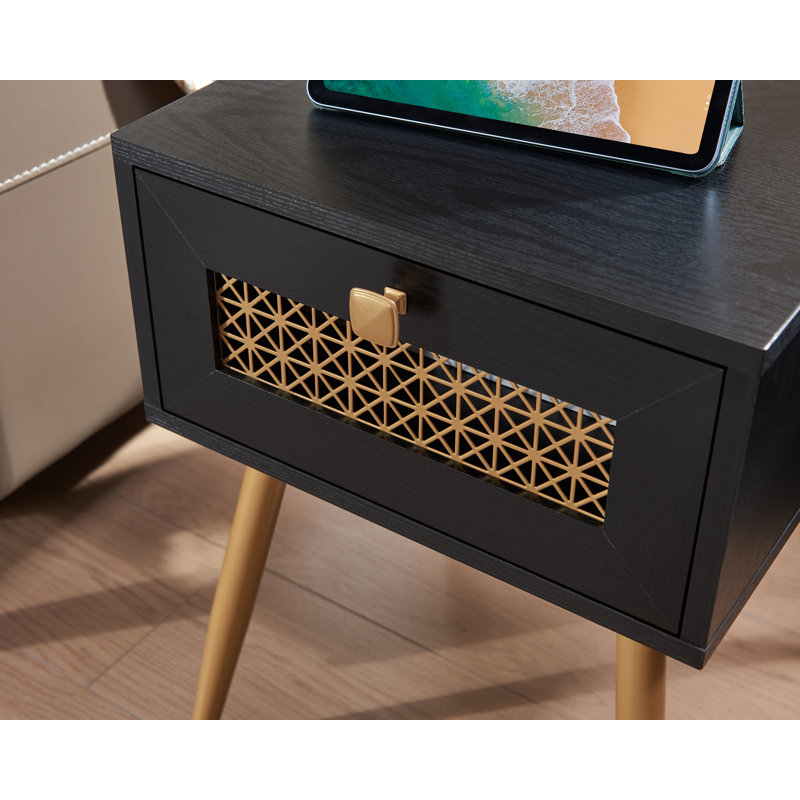 Table de bout avec rangement, Noir