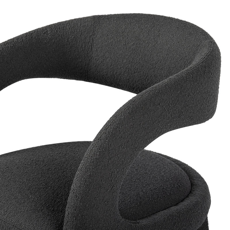 Hawkins Standard Upholstered Arm Chair, Fiqa Charcoal Boucle