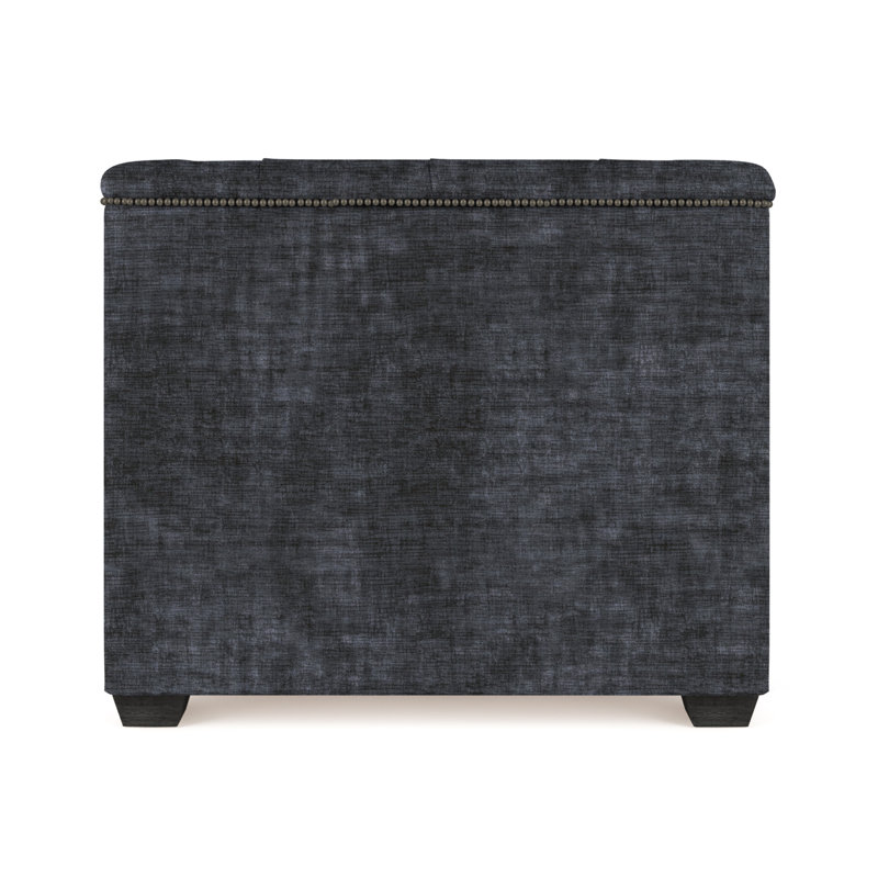 Fauteuil tuxedo Hudson, Velours écrasé graphite, Patiné