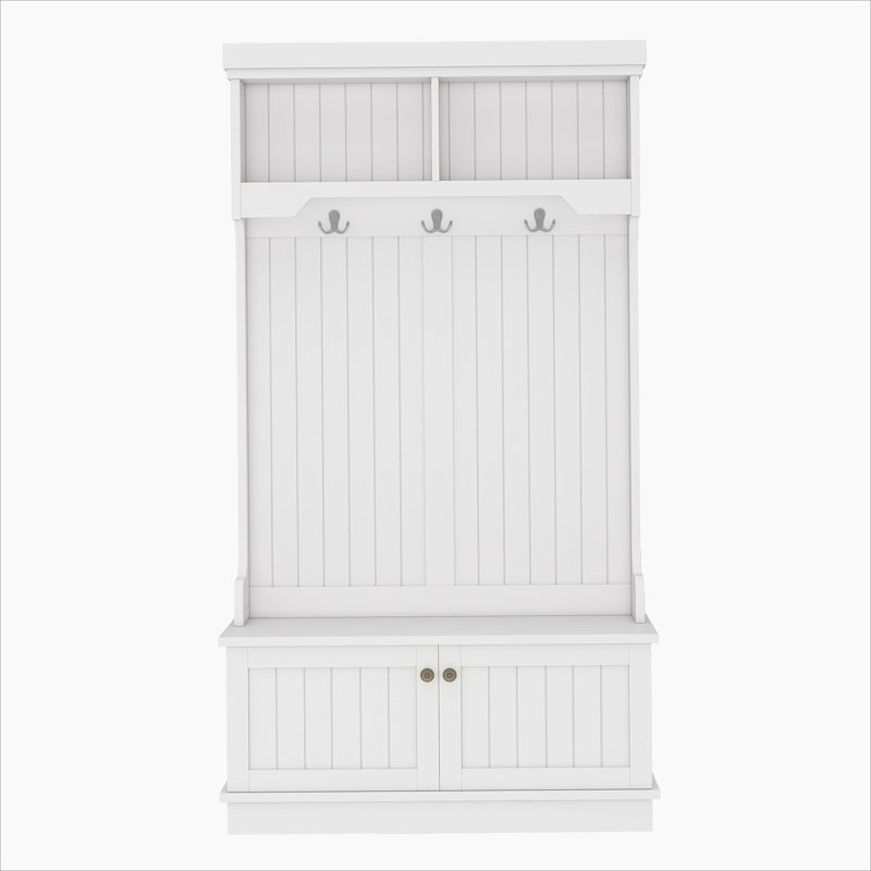 Hall Tree with Storage Shoe Bench for Entryway and Hallway, 4-in-1 Design Coat Racks with Hooks for Living Room, White, White