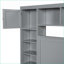 Grand lit plateforme avec rangement en bois avec armoire intégrée, tablette et amp; Prises de courant - gris pour la chambre principale-1801701937