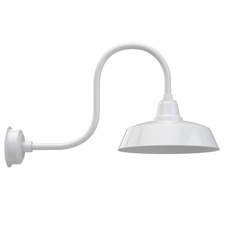 Luminaire de grange d'extérieur à DEL Vandervliet, H 9 po x l 16 po x P 17 po, Blanc