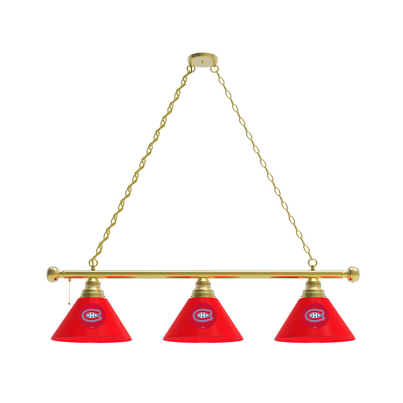 3 - Light Pool Table Lights Pendant, Brass, New York Rangers