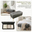 Banc de rangement avec repose-pieds et plateau de rangement intégré, repose-pieds carré avec rangement-133458139-133458143