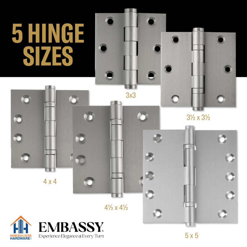 Charnière de porte simple 3 po H x 3 po, Nickel satiné