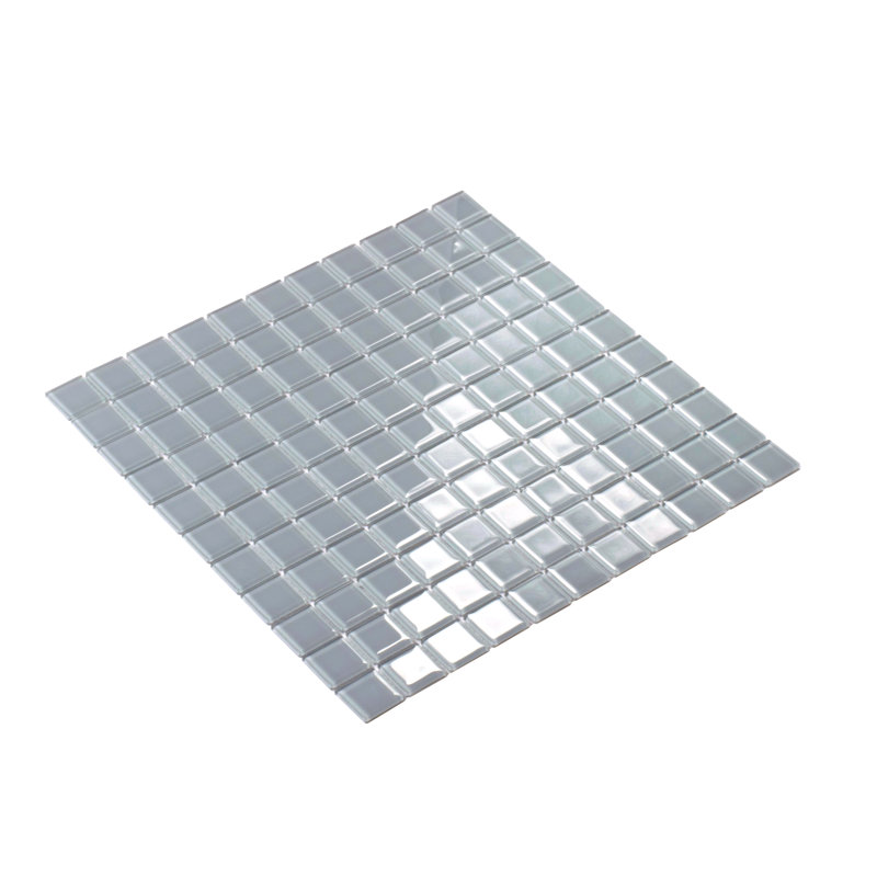 Carreau de mosaïque en verre poli 1 po x 1 po, Gris