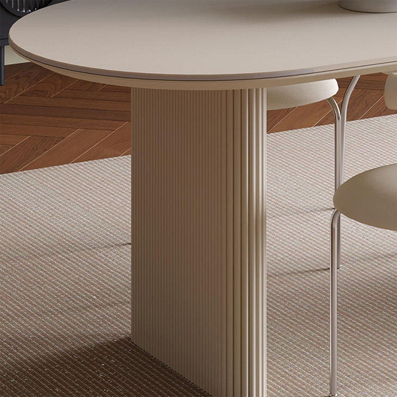 Light Beige Rectangular Sintered Stone Tabletop Dining Table, 29.53"H x 55.12"L x 31.5"W