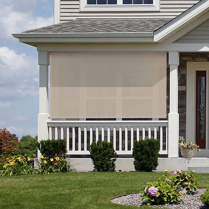 Store à enroulement semi-diaphane pour l'extérieur Hillhouse, l 120 po x L 96 po, Érable