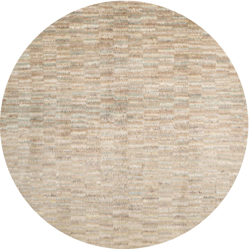 Tapis gris/beige/noir contemporain, Rond 7 pi