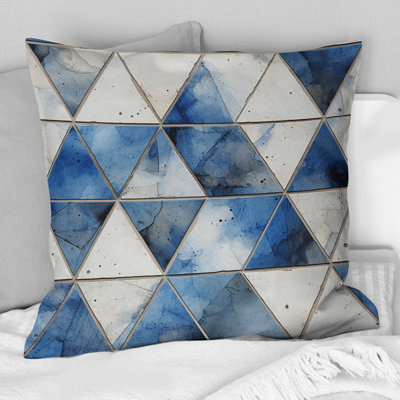 Coussin Rustic Cobalt Triangle Symphony I - Polyester géométrique