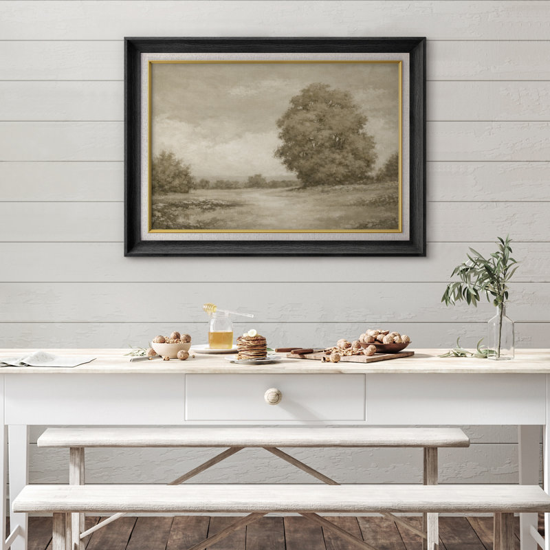 Œuvre de paysage rétro sépia, photos de salon de ferme rustique, impression sur toile encadrée, H 26 po x l 36 po