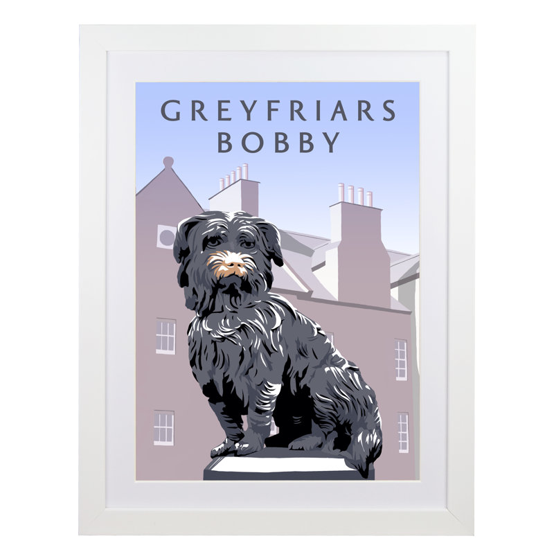 Greyfriars Bobby by Richard O'Neil - Print, White Wood Frame, 43.5 cm H x 33.5 cm W x 2.2 cm D