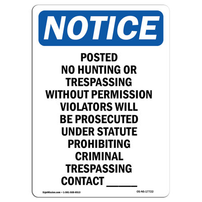 Posted No Hunting or Trespassing Sign